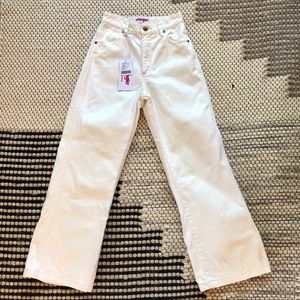 Wrangler Cream Off White Wide Leg Cropped Jeans